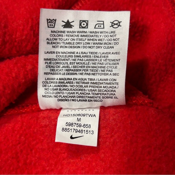 Nike Men's Fleece Windrunner Jacket Hoodie Red Black Medium - Picture 5 of 7